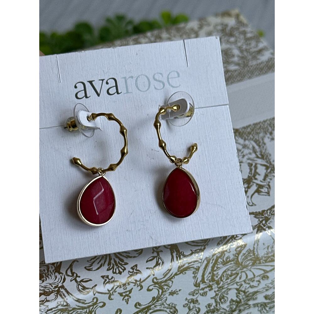BOGO FREE AVA ROSE NEW STONE EARRINGS HOOPS - Picture 4 of 4